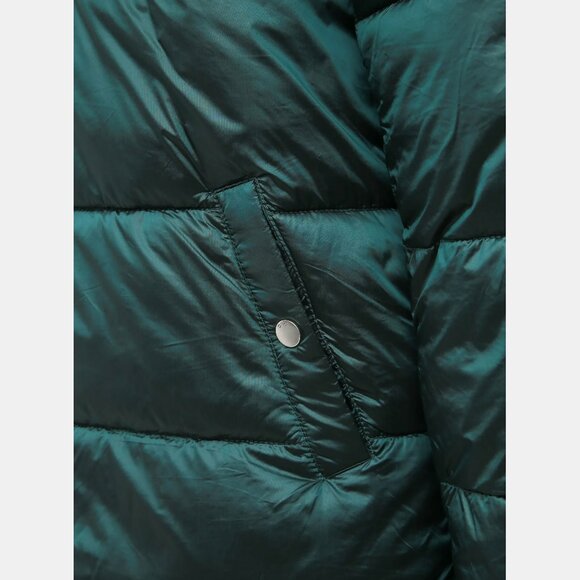 NEW! Scandinavian Pearlized Quilted ONLY Puffer Jacket/ Coat Dark Forest Green,S - Picture 12 of 16